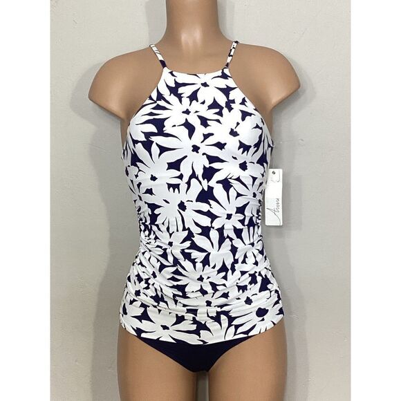 New. Anne Cole navy floral tankini set. Retails $139. XS-top/S-bottom - Picture 2 of 8